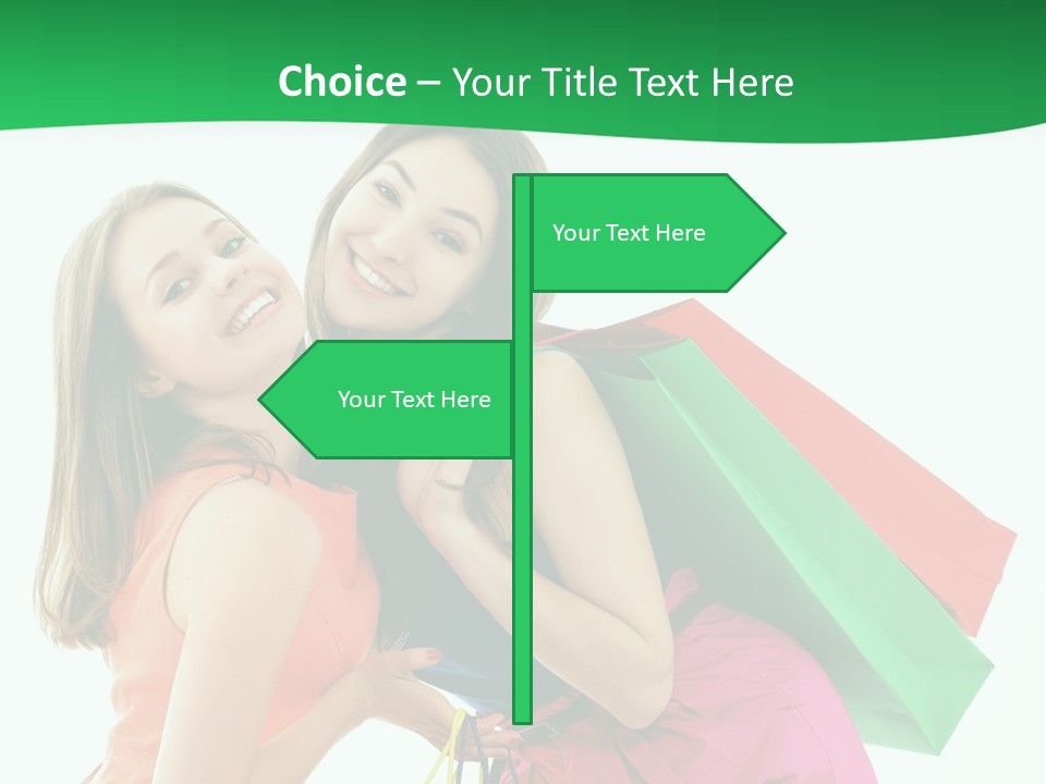Two Beautiful Young Women Carrying Shopping Bags Powerpoint Template PowerPoint Template
