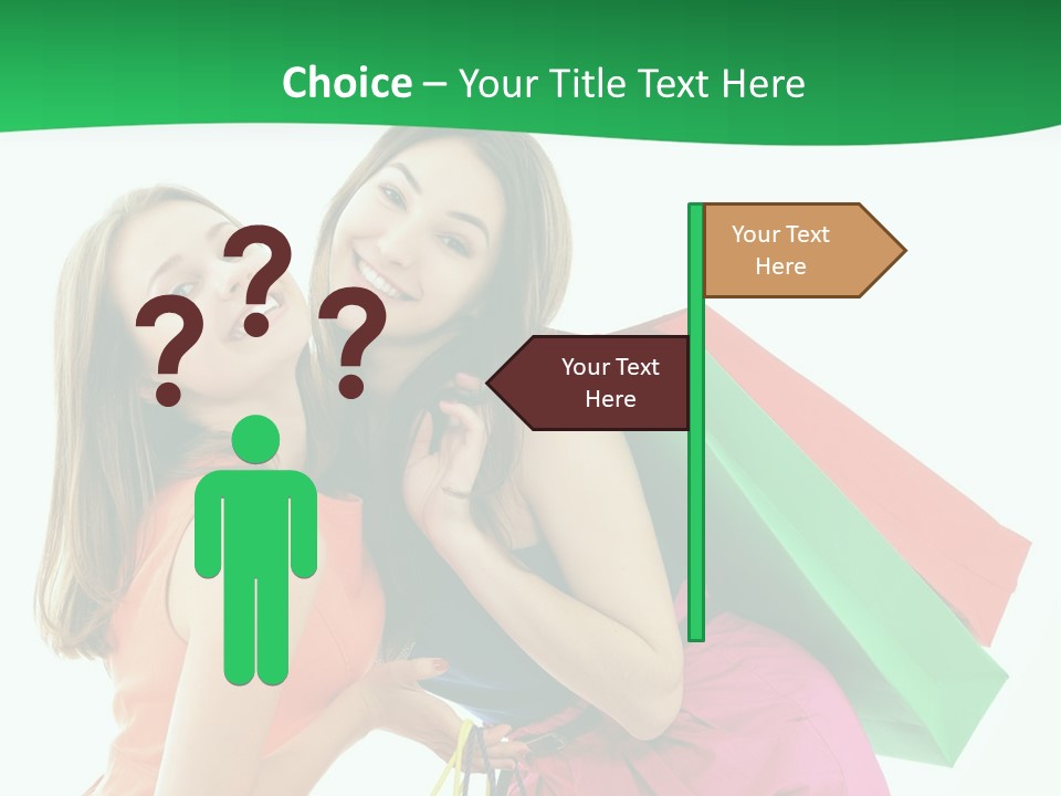 Two Beautiful Young Women Carrying Shopping Bags Powerpoint Template PowerPoint Template