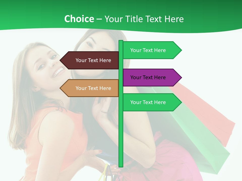Two Beautiful Young Women Carrying Shopping Bags Powerpoint Template PowerPoint Template