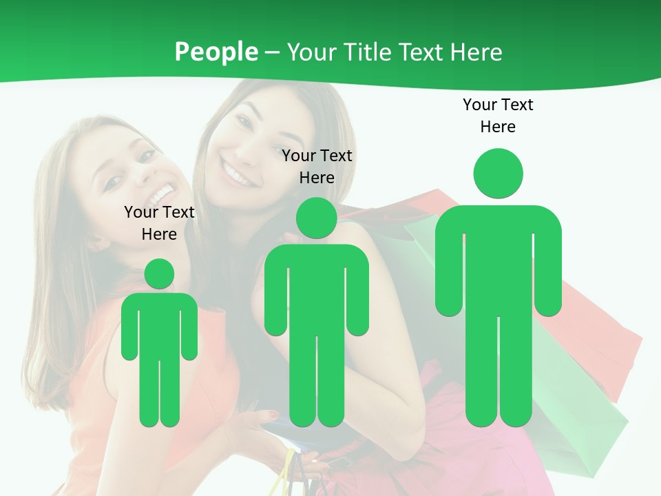 Two Beautiful Young Women Carrying Shopping Bags Powerpoint Template PowerPoint Template
