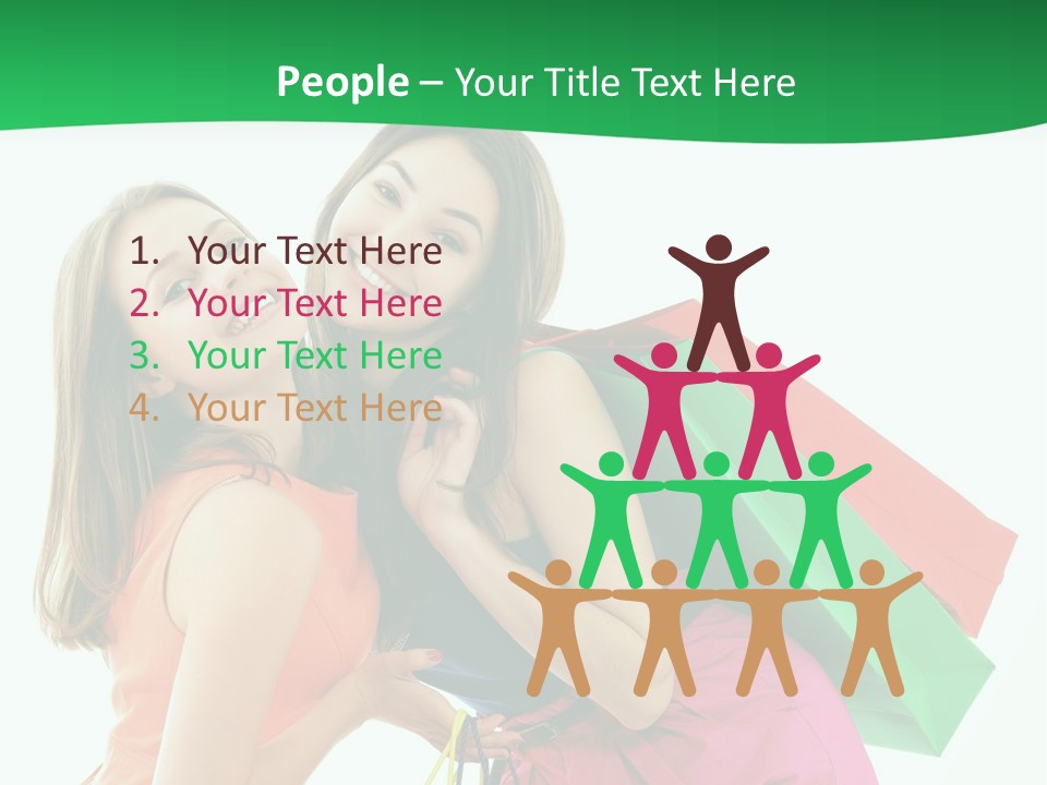 Two Beautiful Young Women Carrying Shopping Bags Powerpoint Template PowerPoint Template