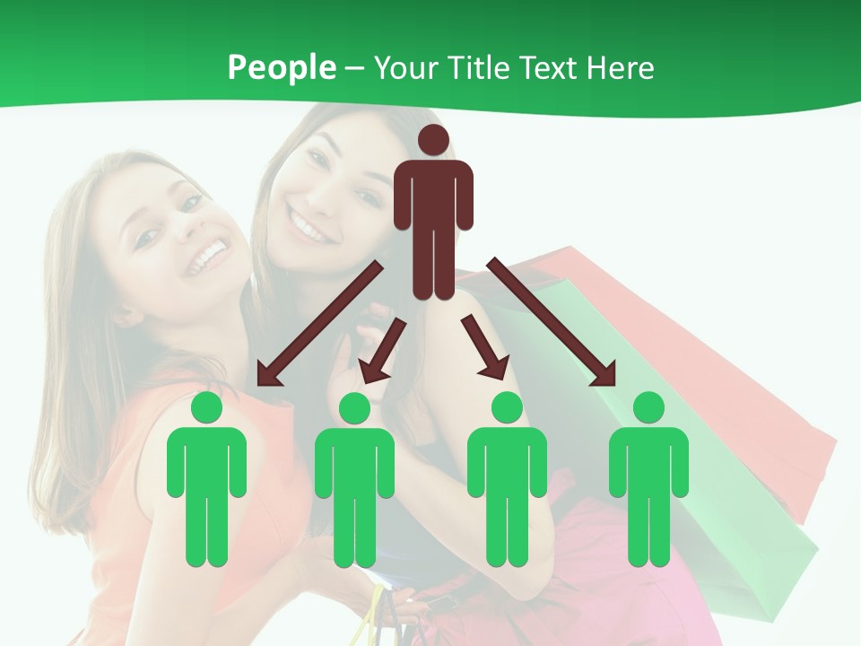 Two Beautiful Young Women Carrying Shopping Bags Powerpoint Template PowerPoint Template