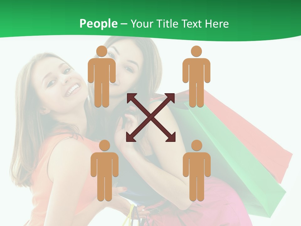 Two Beautiful Young Women Carrying Shopping Bags Powerpoint Template PowerPoint Template