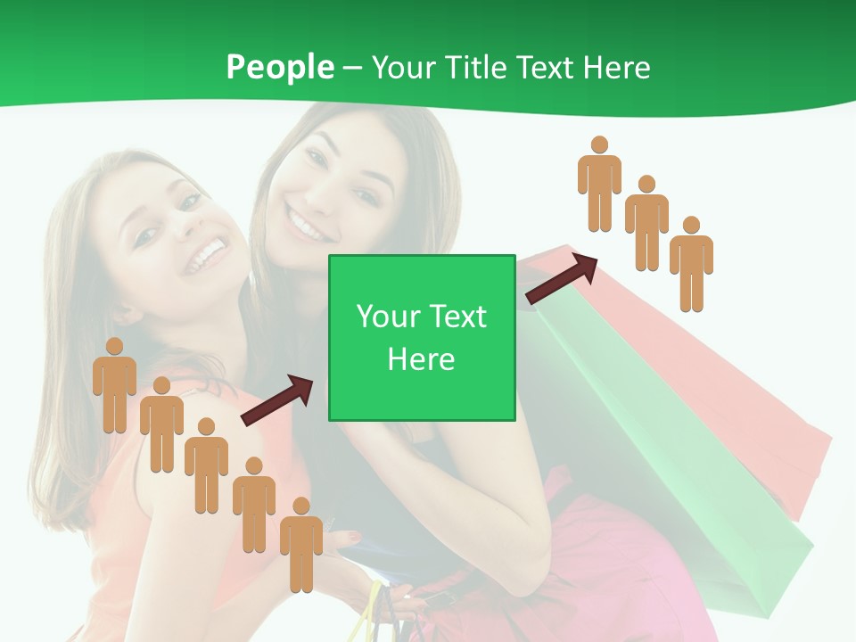 Two Beautiful Young Women Carrying Shopping Bags Powerpoint Template PowerPoint Template