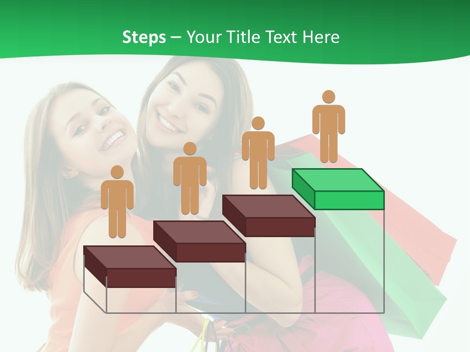 Two Beautiful Young Women Carrying Shopping Bags Powerpoint Template PowerPoint Template