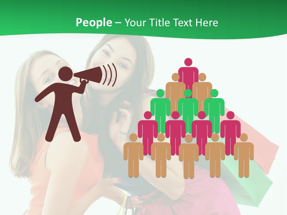 Two Beautiful Young Women Carrying Shopping Bags Powerpoint Template PowerPoint Template