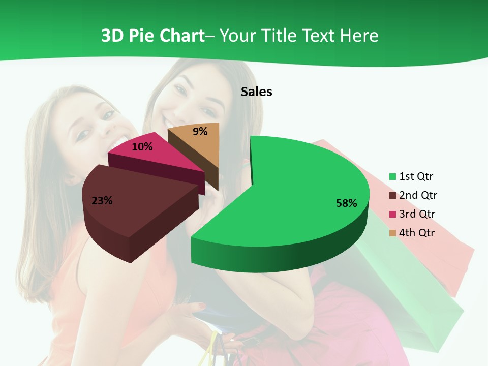 Two Beautiful Young Women Carrying Shopping Bags Powerpoint Template PowerPoint Template