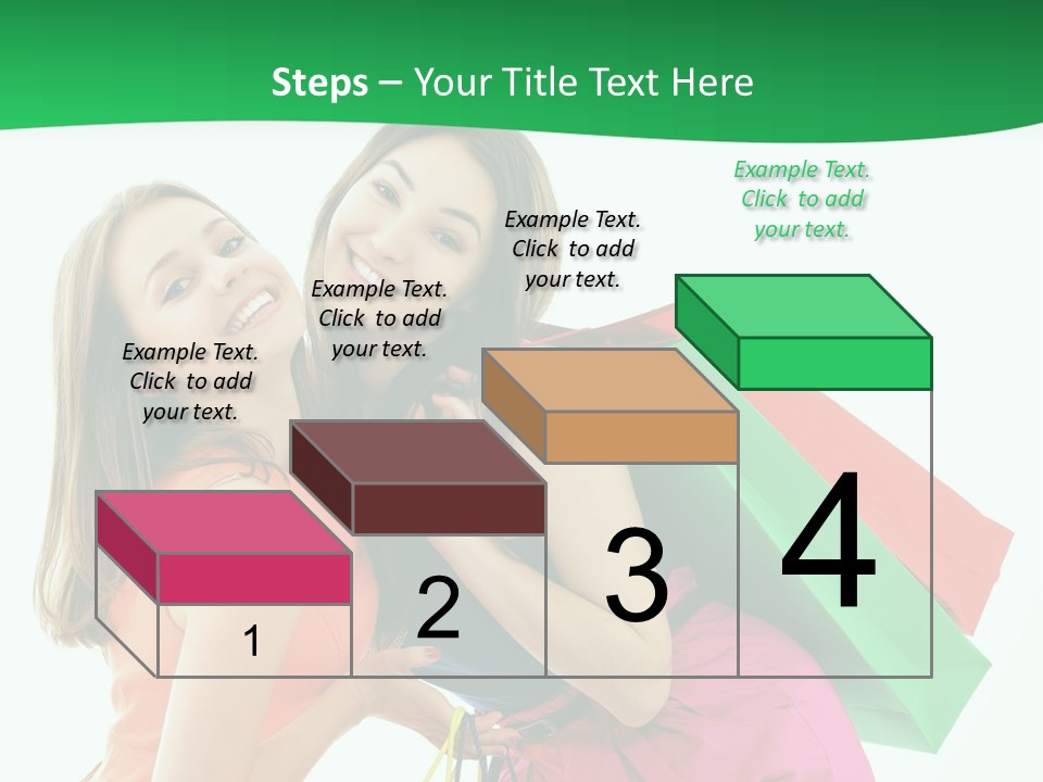 Two Beautiful Young Women Carrying Shopping Bags Powerpoint Template PowerPoint Template