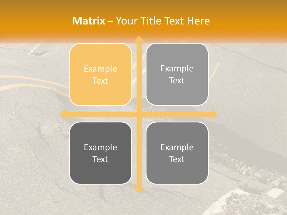 A Cracked Road With A Yellow Line On It PowerPoint Template