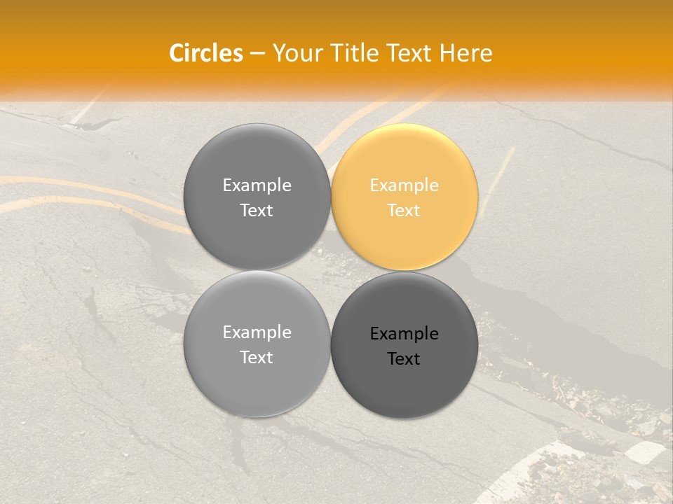 A Cracked Road With A Yellow Line On It PowerPoint Template