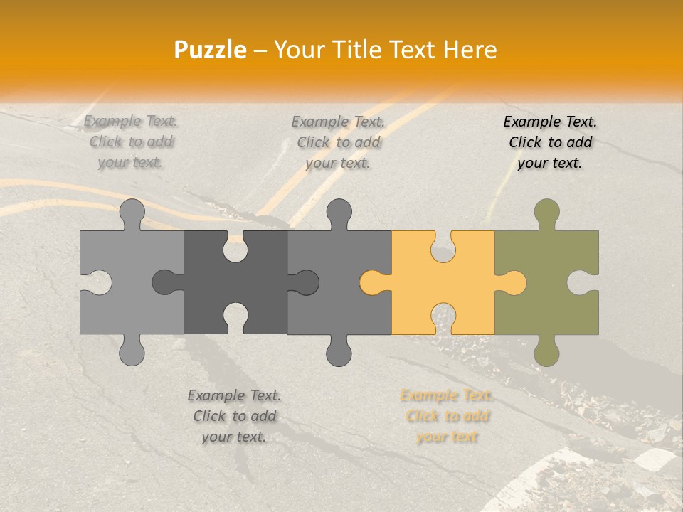 A Cracked Road With A Yellow Line On It PowerPoint Template