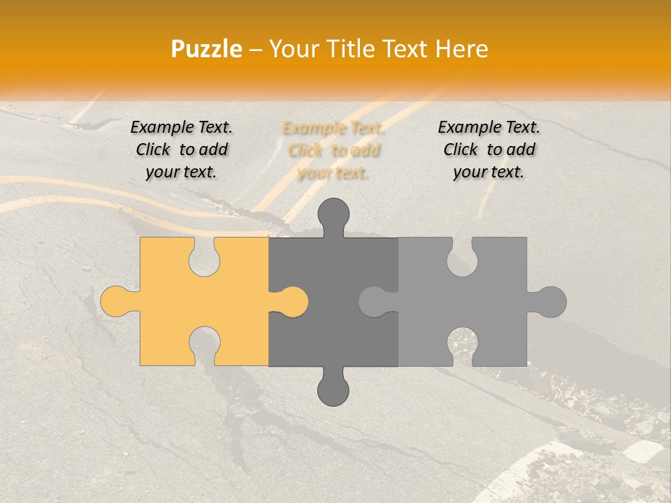 A Cracked Road With A Yellow Line On It PowerPoint Template