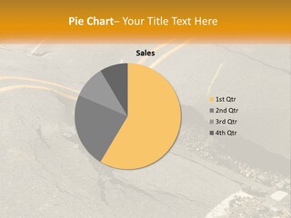 A Cracked Road With A Yellow Line On It PowerPoint Template