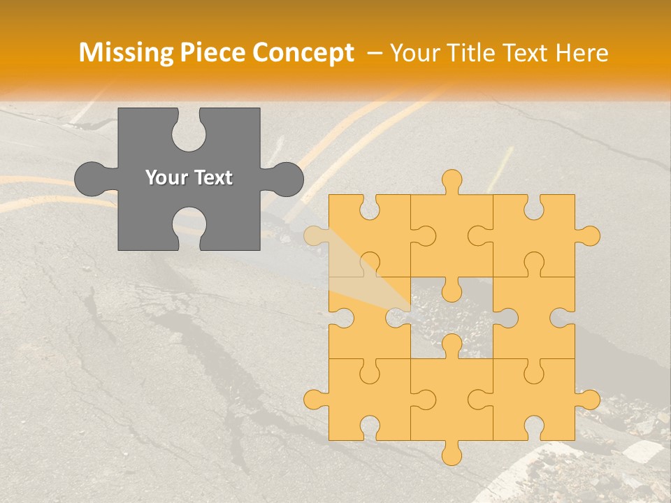 A Cracked Road With A Yellow Line On It PowerPoint Template