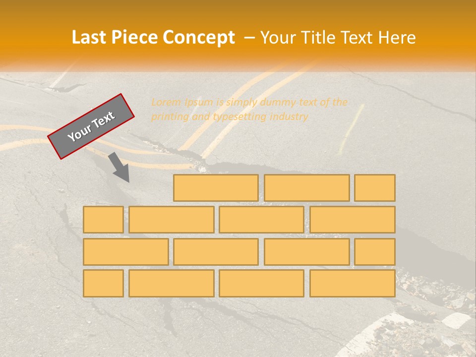 A Cracked Road With A Yellow Line On It PowerPoint Template