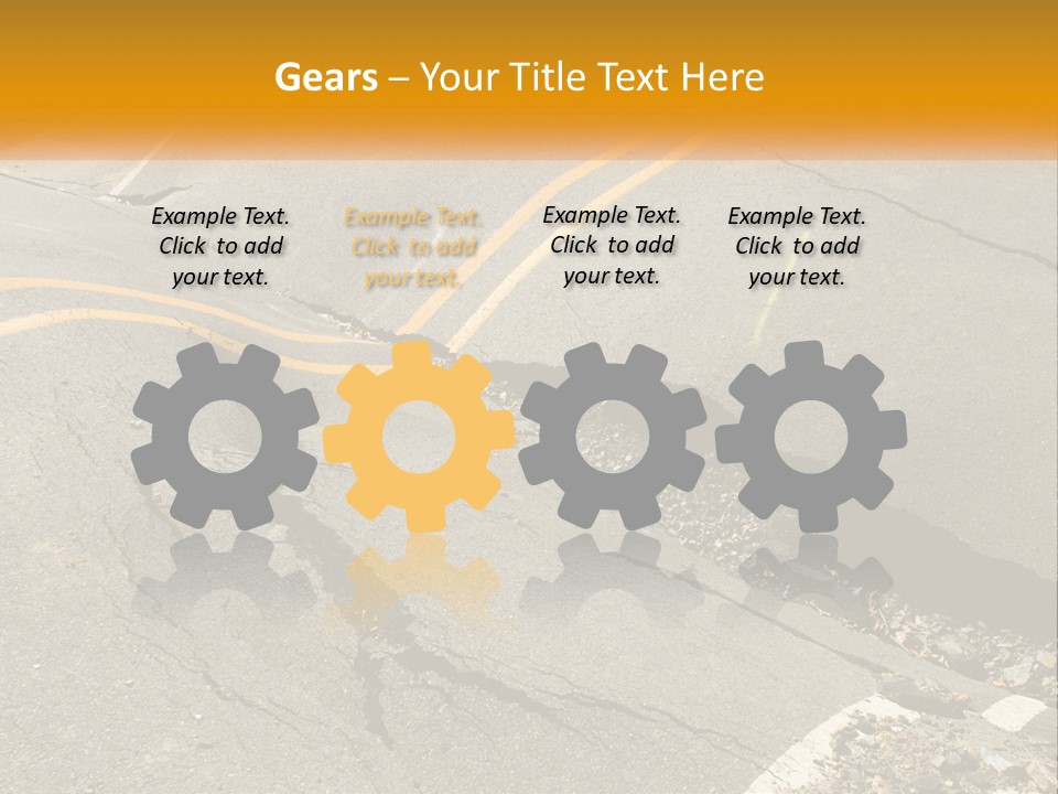 A Cracked Road With A Yellow Line On It PowerPoint Template