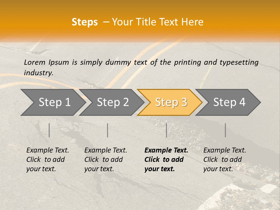 A Cracked Road With A Yellow Line On It PowerPoint Template