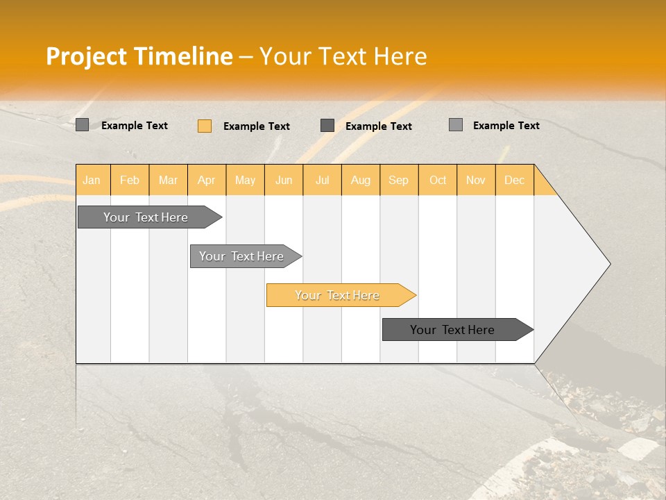 A Cracked Road With A Yellow Line On It PowerPoint Template