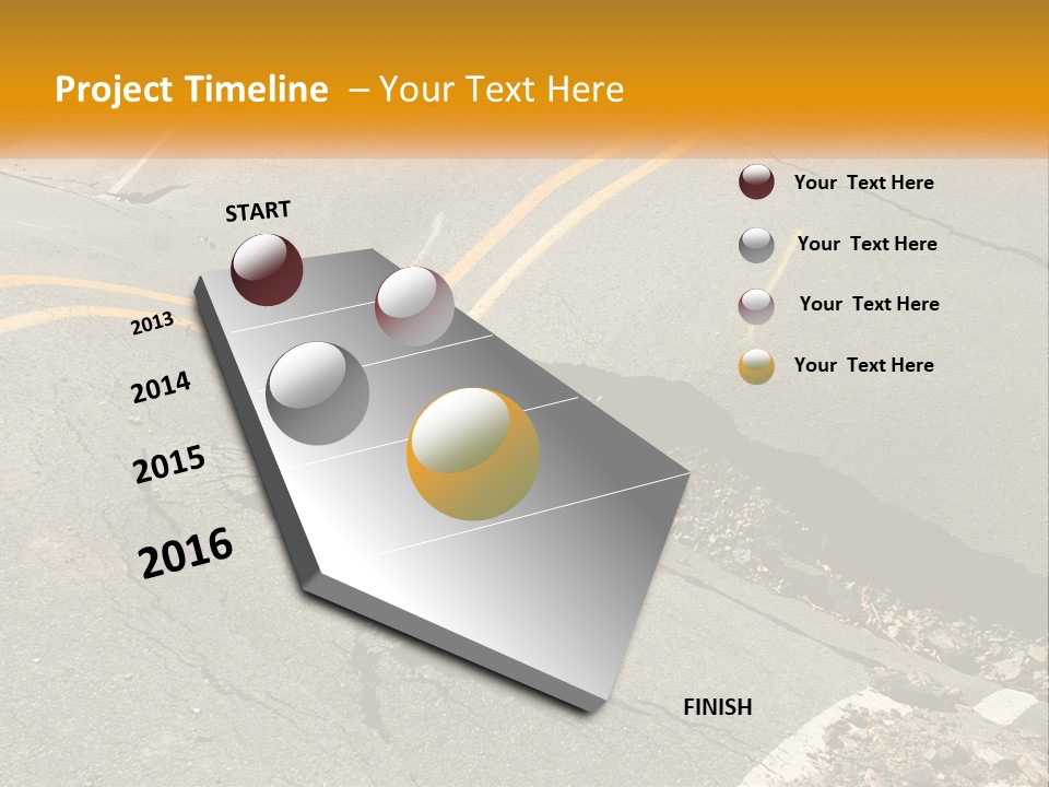 A Cracked Road With A Yellow Line On It PowerPoint Template