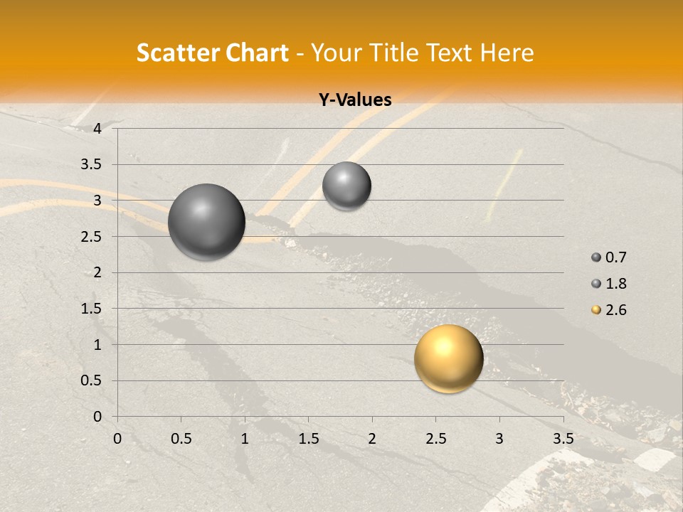 A Cracked Road With A Yellow Line On It PowerPoint Template