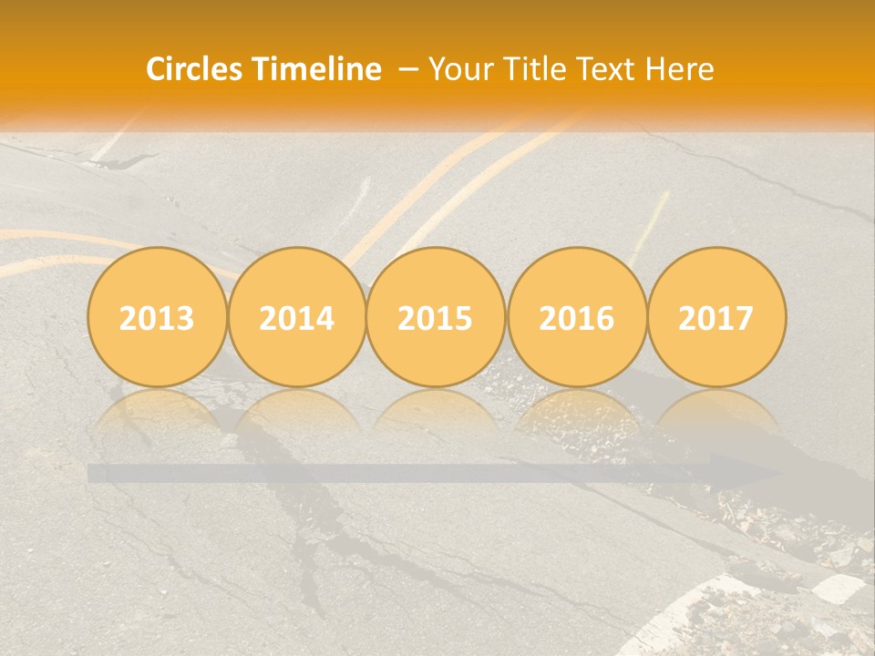 A Cracked Road With A Yellow Line On It PowerPoint Template
