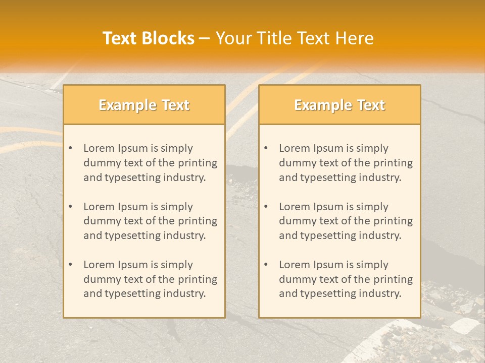 A Cracked Road With A Yellow Line On It PowerPoint Template