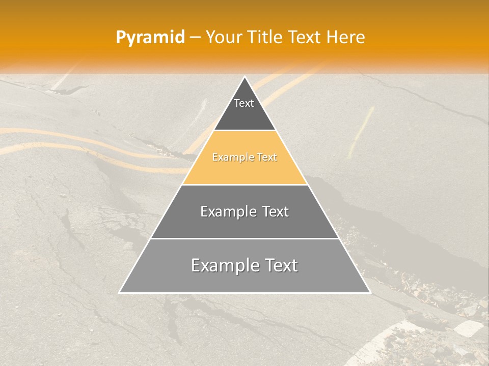 A Cracked Road With A Yellow Line On It PowerPoint Template