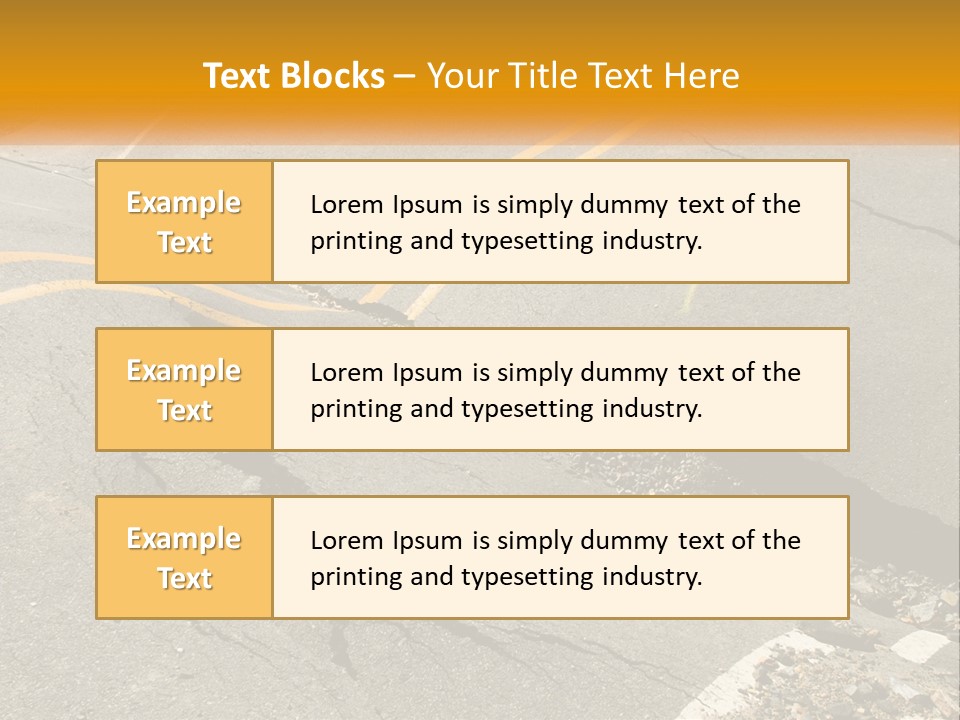 A Cracked Road With A Yellow Line On It PowerPoint Template