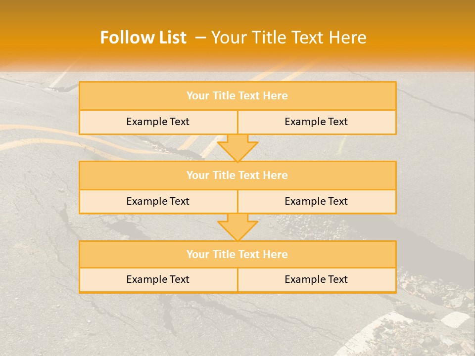 A Cracked Road With A Yellow Line On It PowerPoint Template