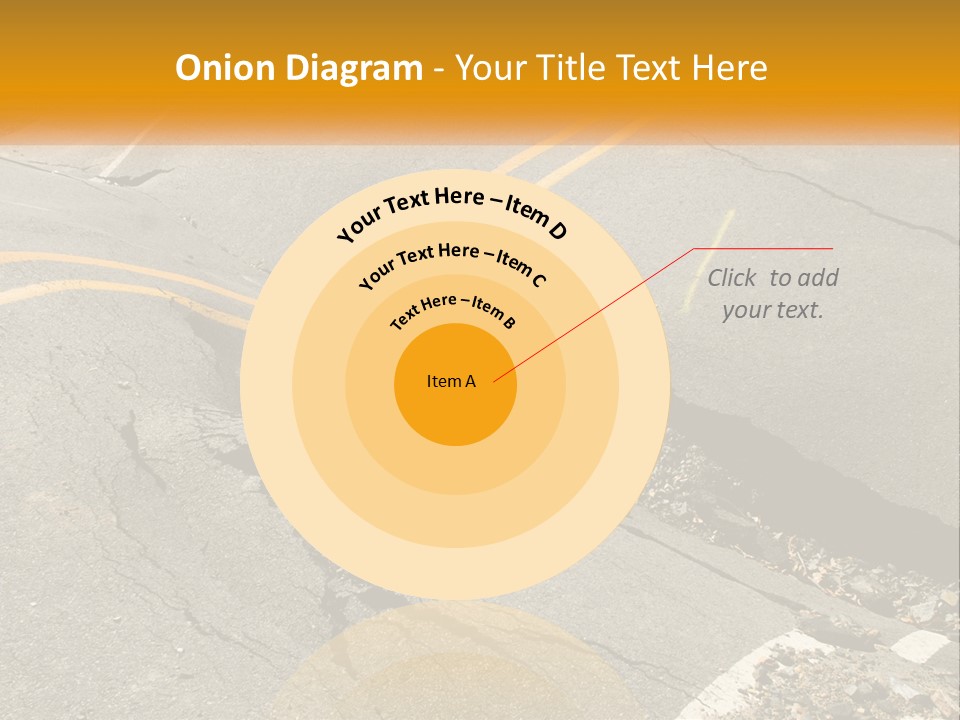 A Cracked Road With A Yellow Line On It PowerPoint Template