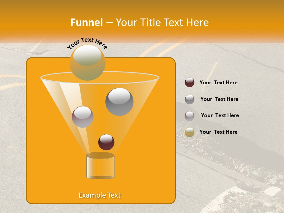A Cracked Road With A Yellow Line On It PowerPoint Template