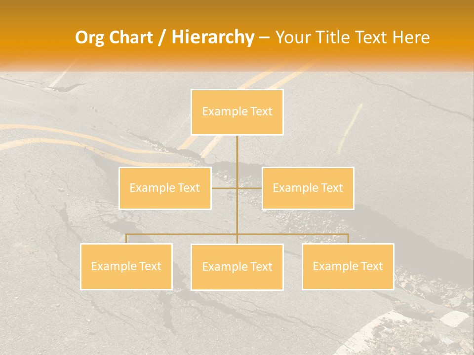 A Cracked Road With A Yellow Line On It PowerPoint Template