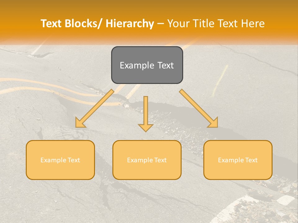 A Cracked Road With A Yellow Line On It PowerPoint Template