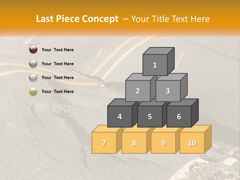 A Cracked Road With A Yellow Line On It PowerPoint Template