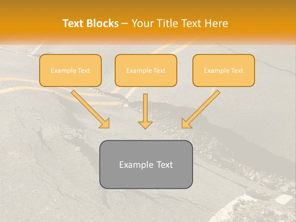 A Cracked Road With A Yellow Line On It PowerPoint Template
