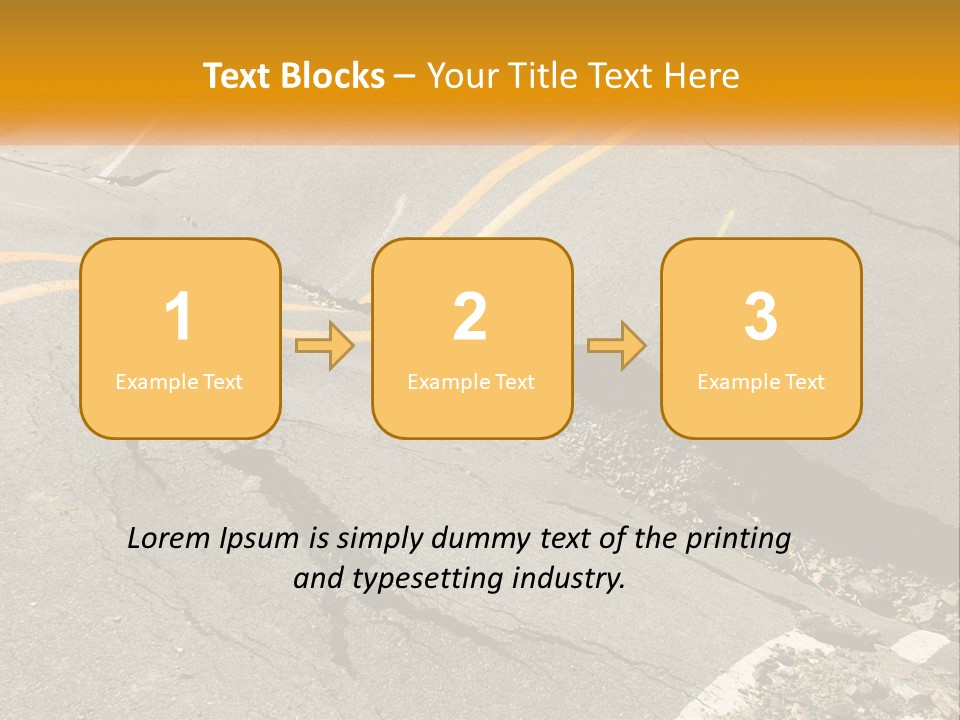 A Cracked Road With A Yellow Line On It PowerPoint Template