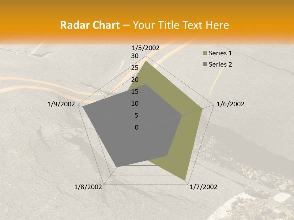 A Cracked Road With A Yellow Line On It PowerPoint Template