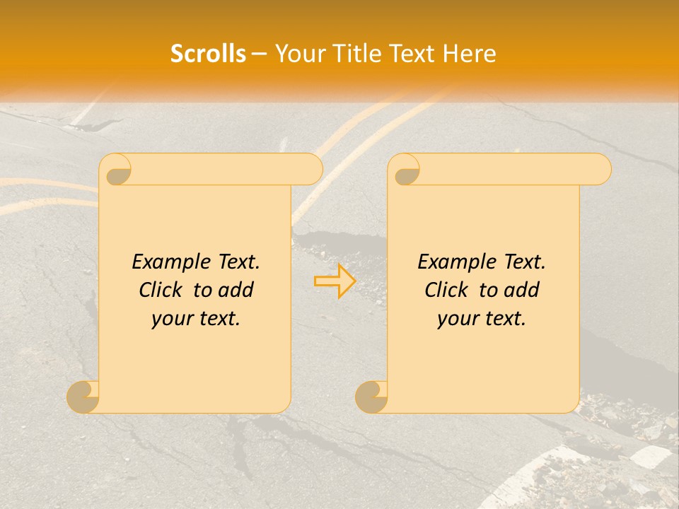 A Cracked Road With A Yellow Line On It PowerPoint Template