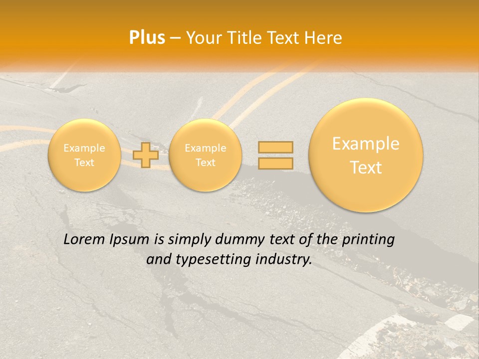 A Cracked Road With A Yellow Line On It PowerPoint Template