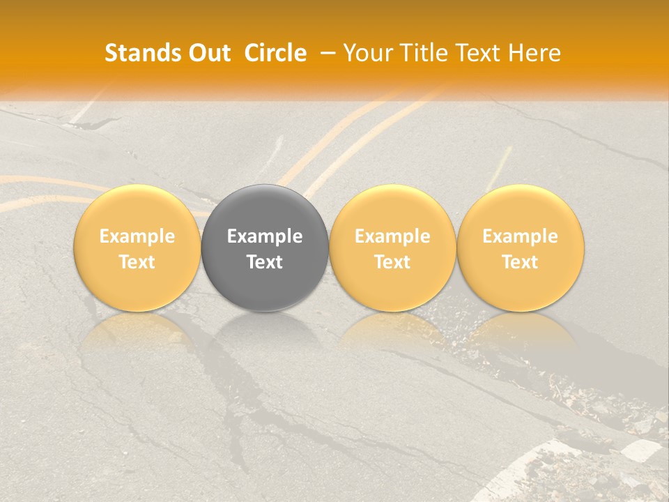 A Cracked Road With A Yellow Line On It PowerPoint Template