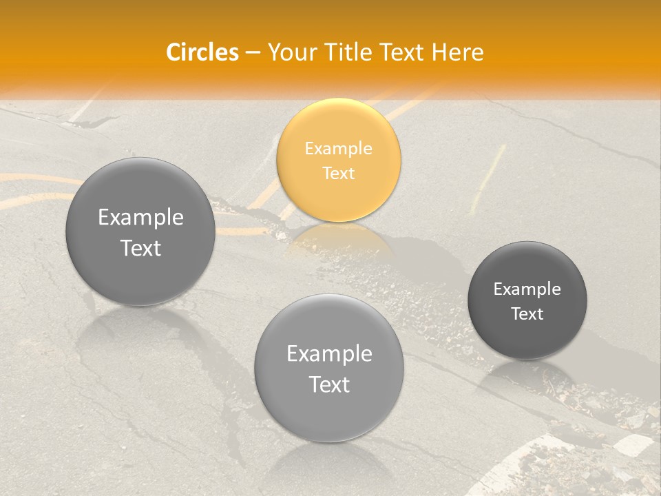 A Cracked Road With A Yellow Line On It PowerPoint Template