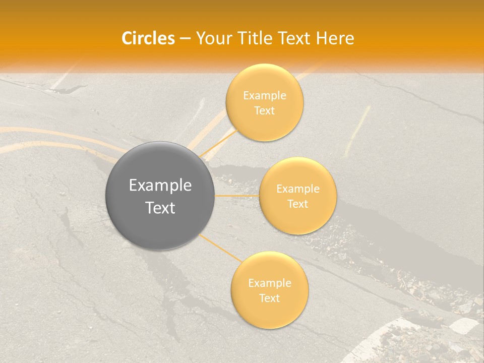 A Cracked Road With A Yellow Line On It PowerPoint Template