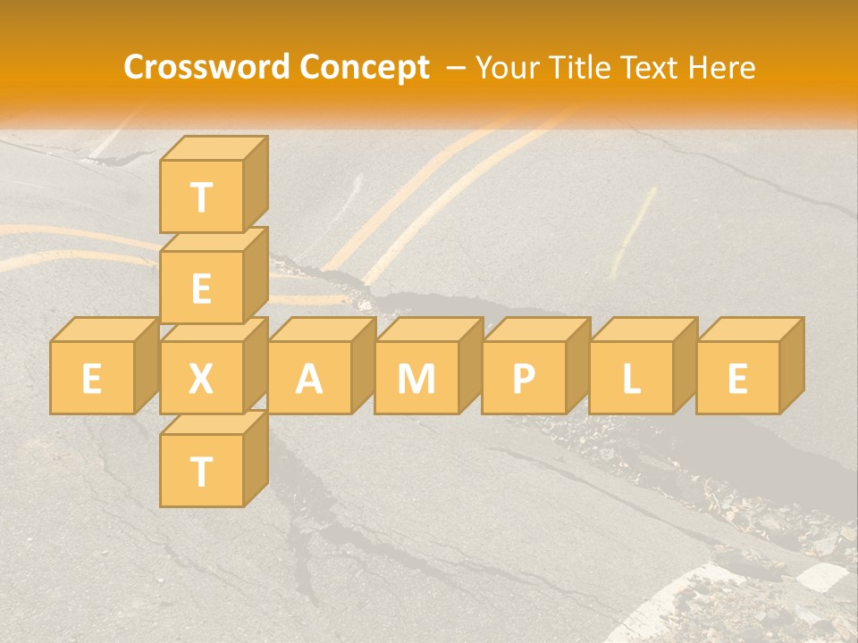 A Cracked Road With A Yellow Line On It PowerPoint Template