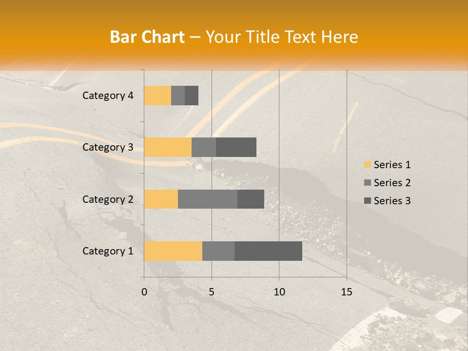 A Cracked Road With A Yellow Line On It PowerPoint Template