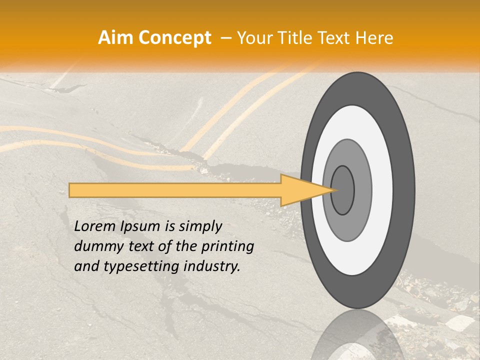A Cracked Road With A Yellow Line On It PowerPoint Template