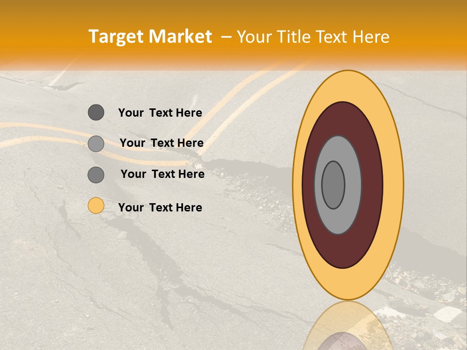 A Cracked Road With A Yellow Line On It PowerPoint Template