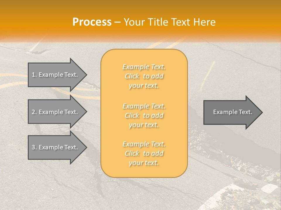 A Cracked Road With A Yellow Line On It PowerPoint Template