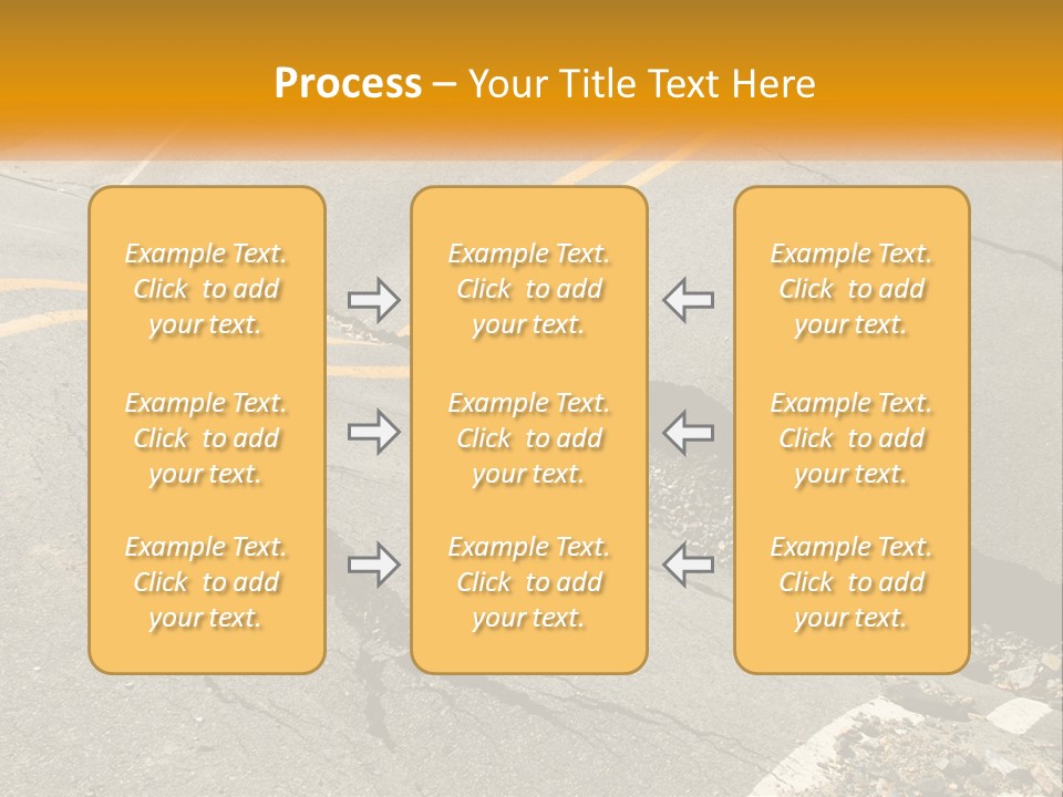 A Cracked Road With A Yellow Line On It PowerPoint Template