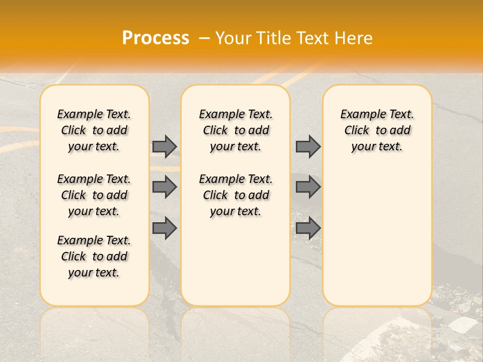 A Cracked Road With A Yellow Line On It PowerPoint Template