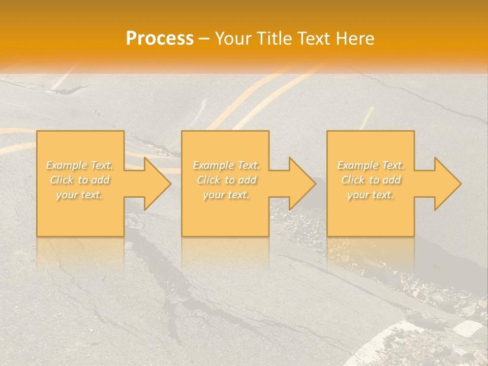 A Cracked Road With A Yellow Line On It PowerPoint Template